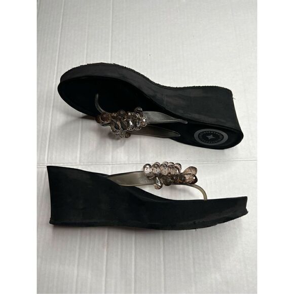 BCBGeneration size 10 beaded wedge flip flip sandals - Picture 1 of 7